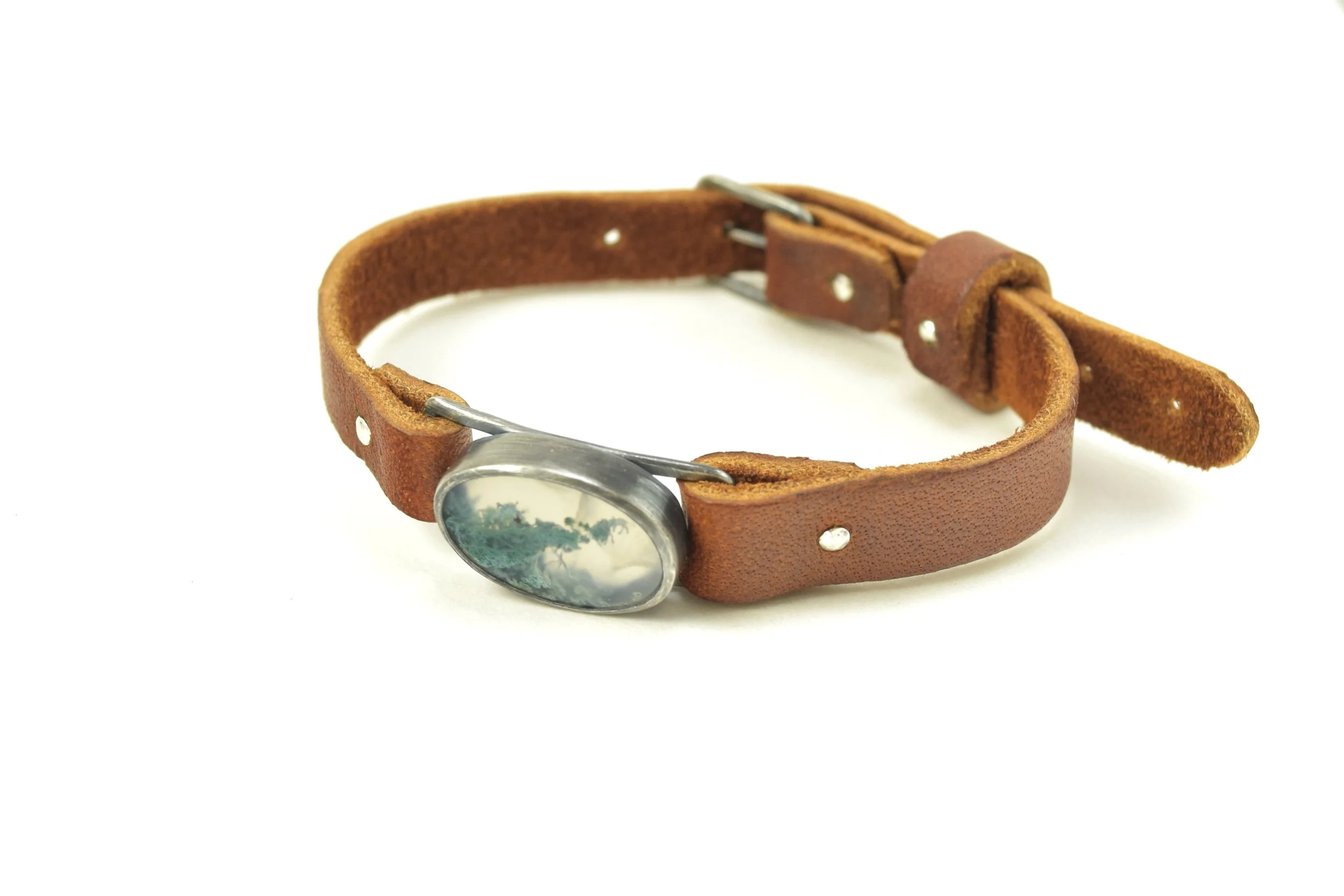 Moss Agate Leather Watchband Bracelet (6).jpeg