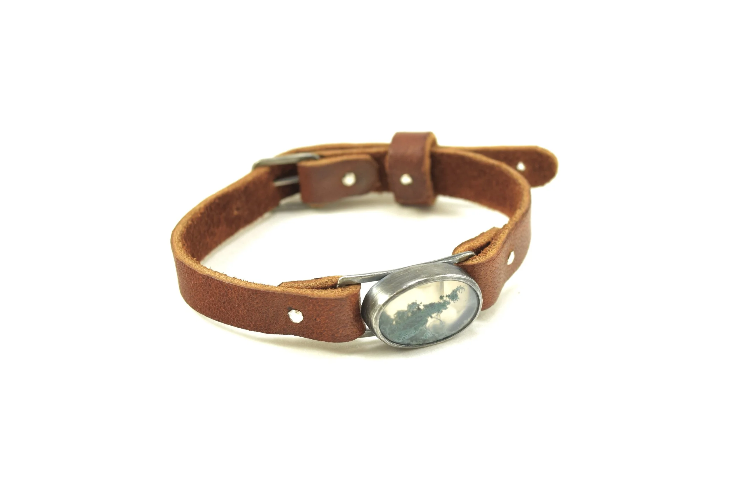Moss Agate Leather Watchband Bracelet (8).jpeg