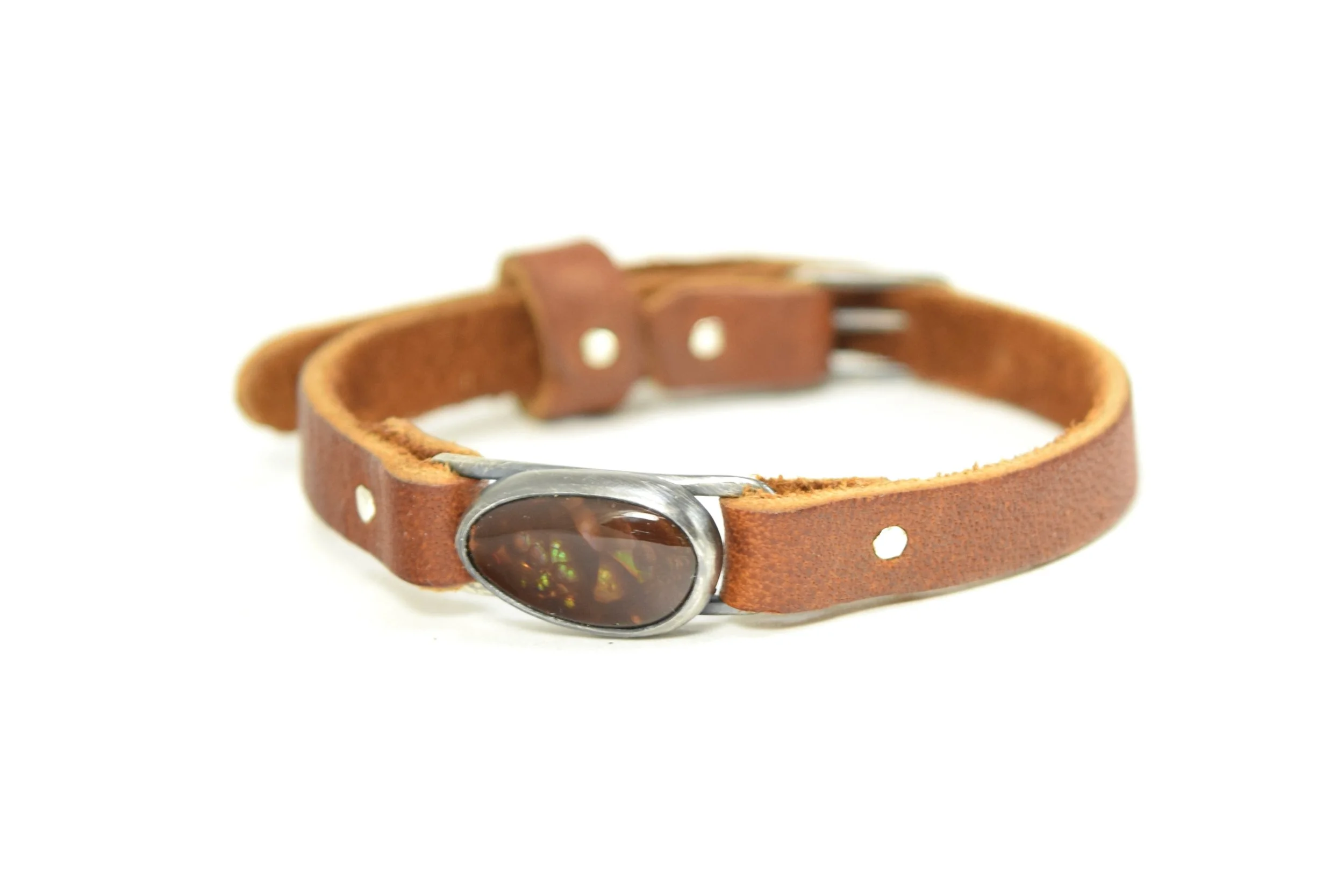 Fire Agate Leather Watchband Bracelet (8).jpeg
