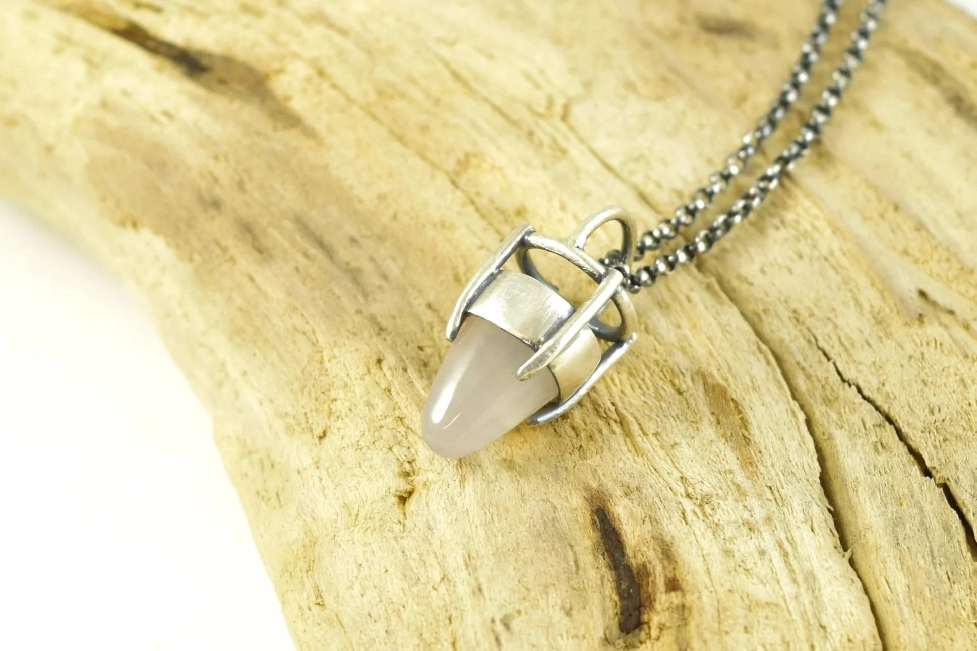 Pink Chalcedony Hanging Lantern Necklace