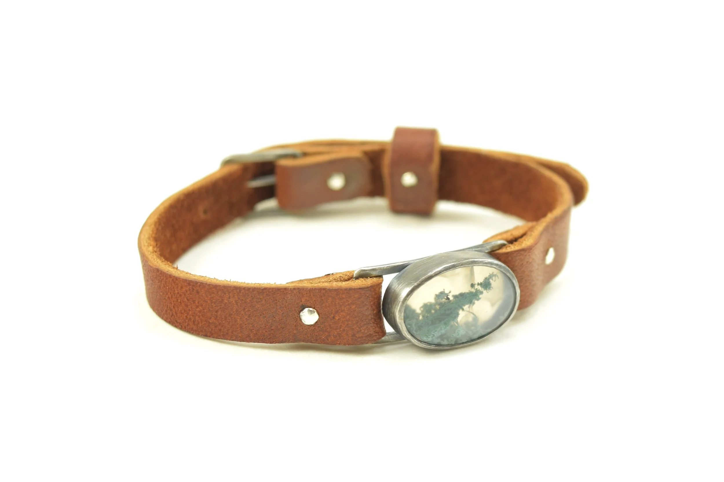 Moss Agate Leather Watchband Bracelet (1).jpeg