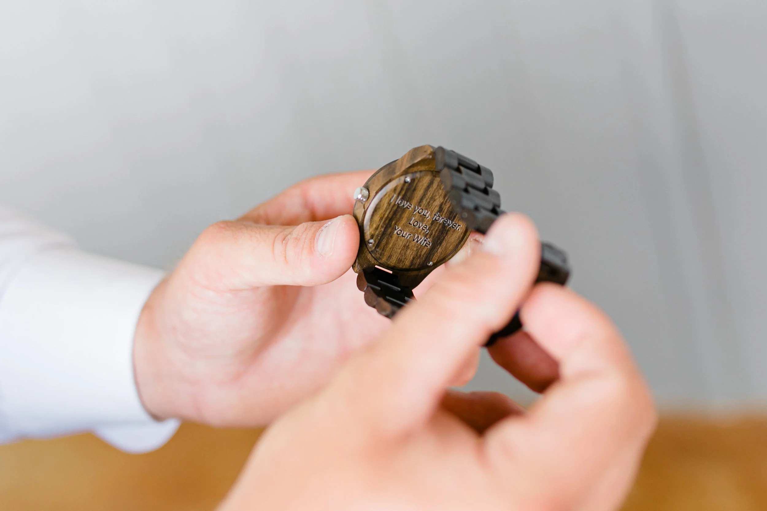 A personalized watch for C on the morning of our wedding. He LOVES it!