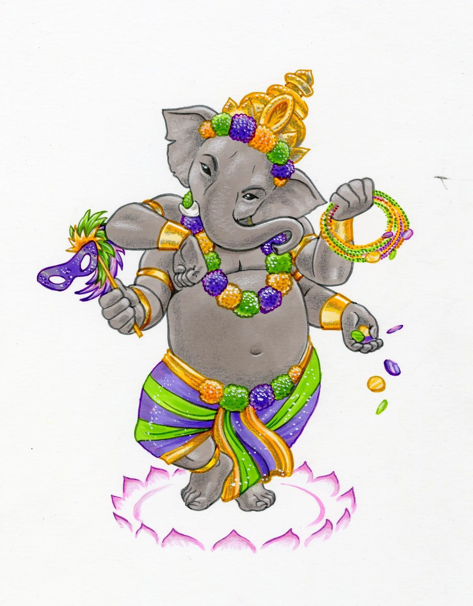 This version of Ganesh looks like a squeak toy... but that's OK for Mardi Gras, I think.