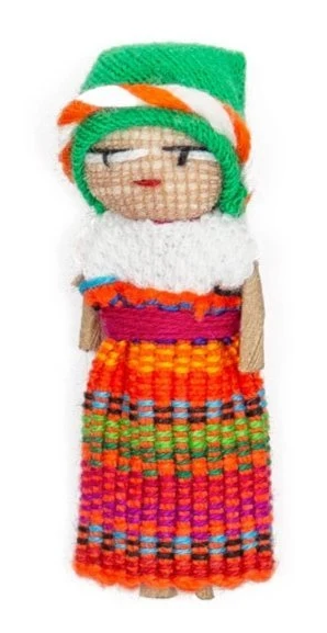 Large single worry doll dolls with textile pouch by Mayan artisans fair trade 