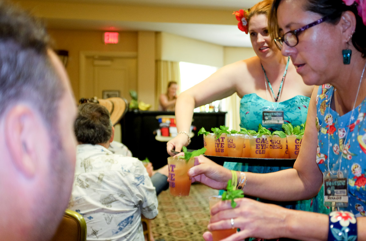 Drinks being served to the audience at the Bartenders Battle
