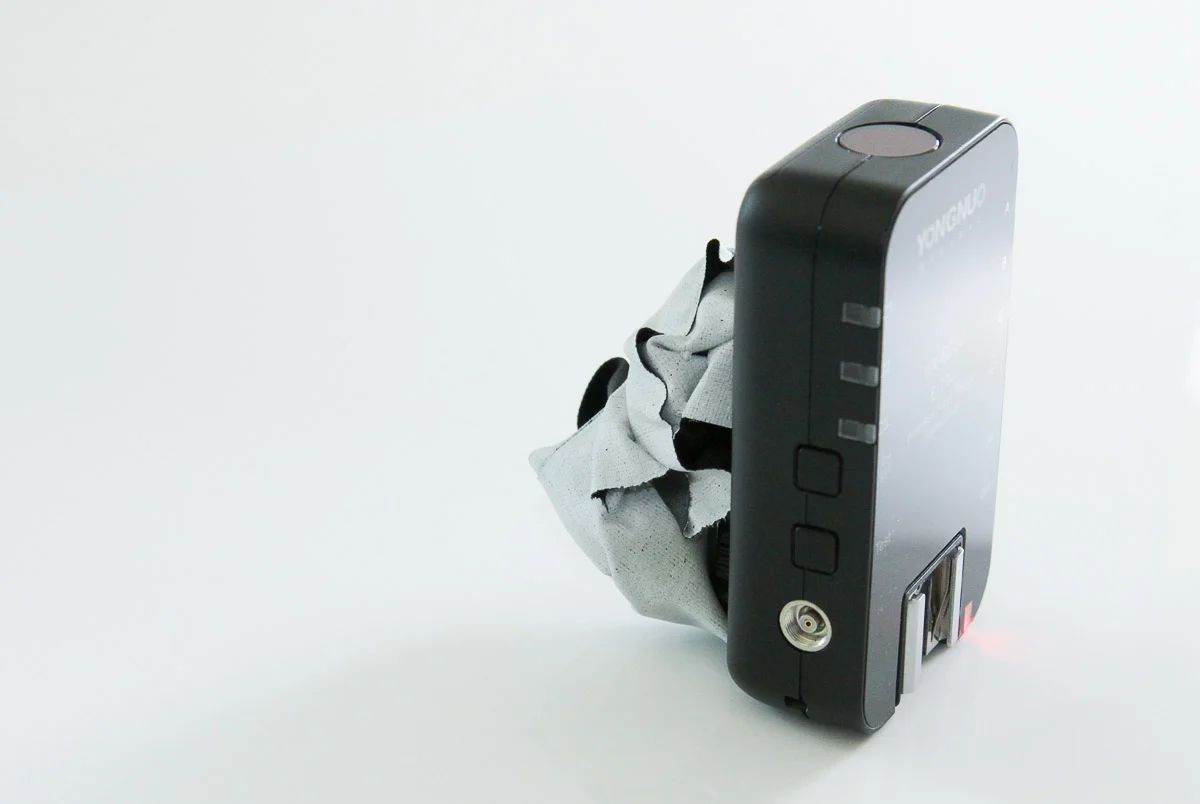 The gaffer-tape blob that I used to prop up the trigger in the second photo