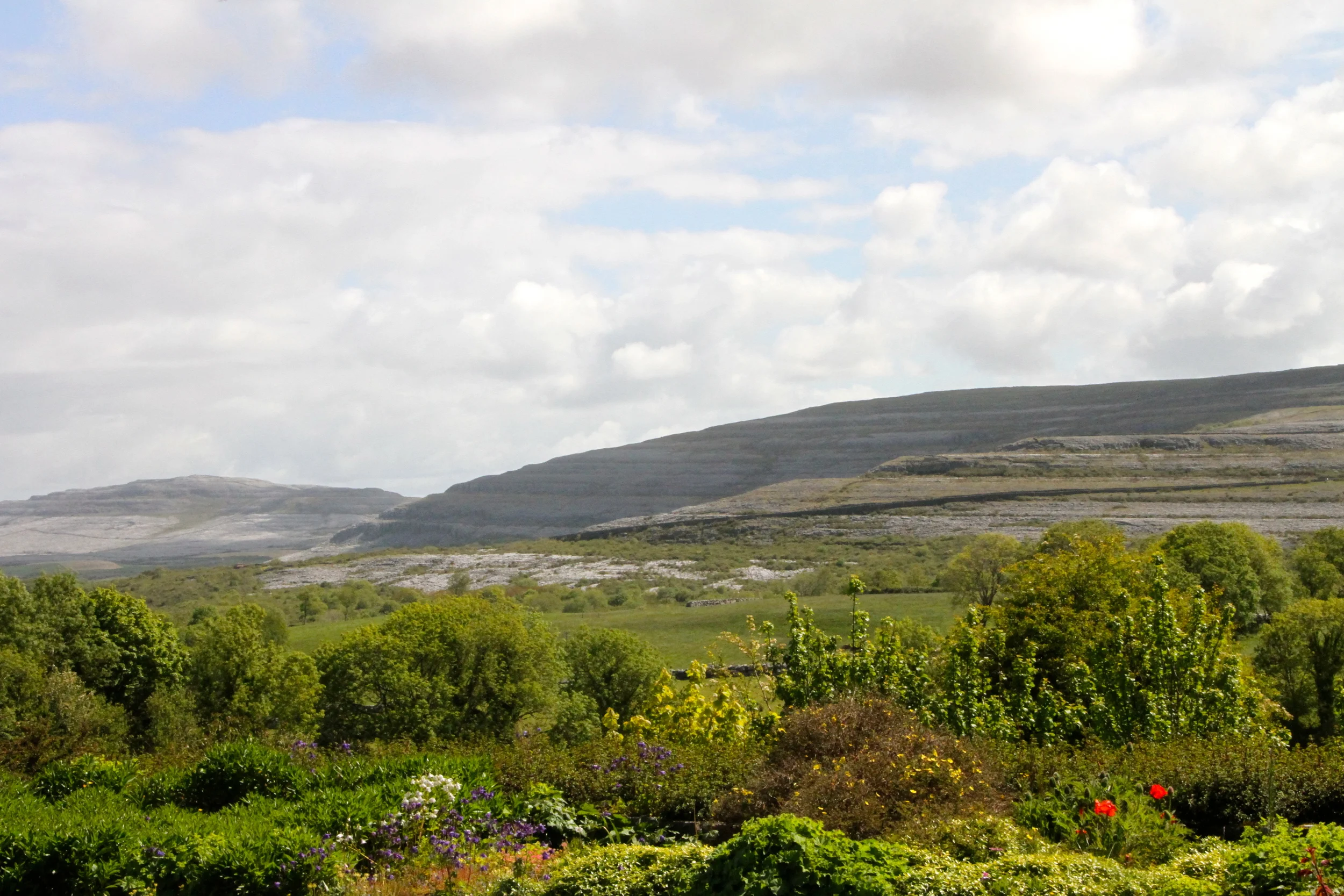 The Burren as seen from Gregan's Castle Hotel, Ballyvaughan, Co. Clare, Ireland.