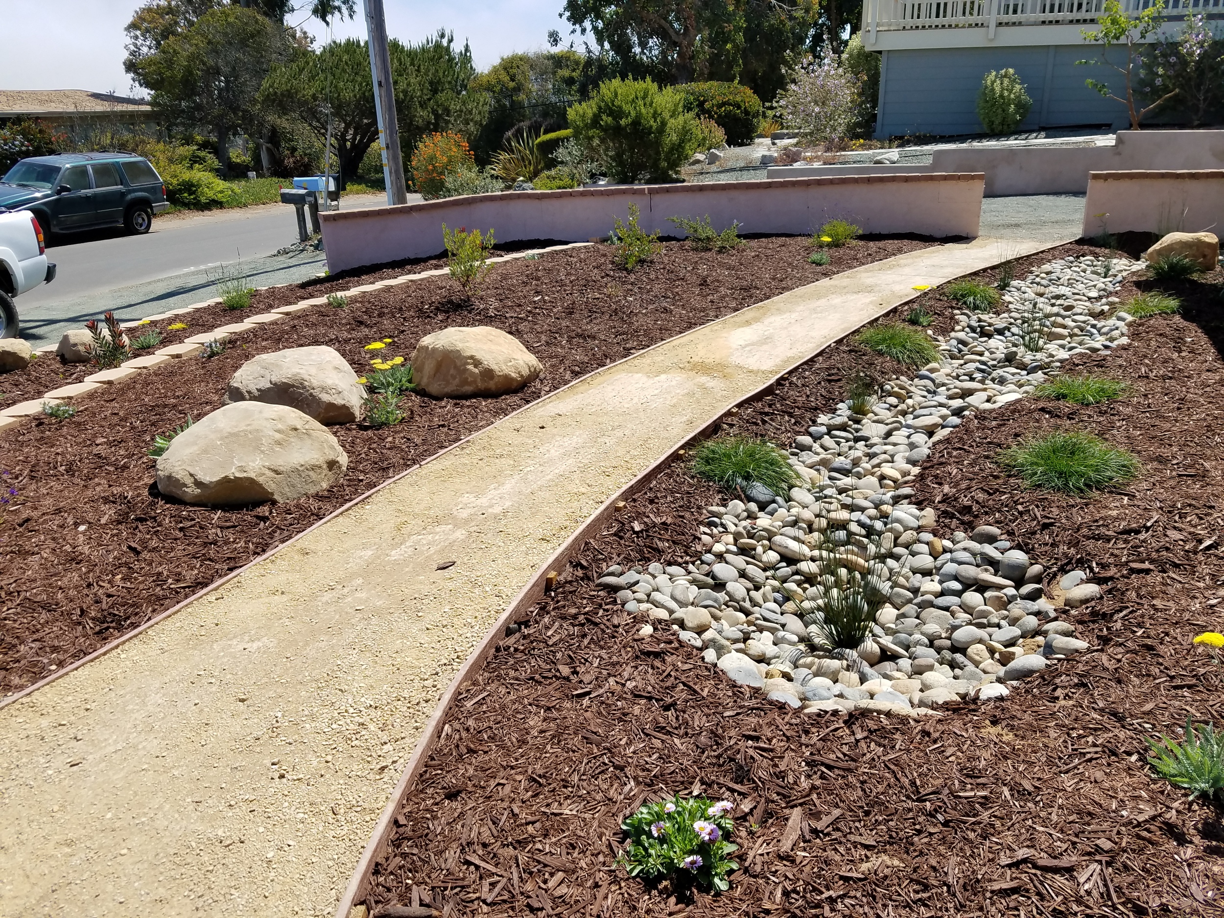 DG Path with native planting and Bioswale