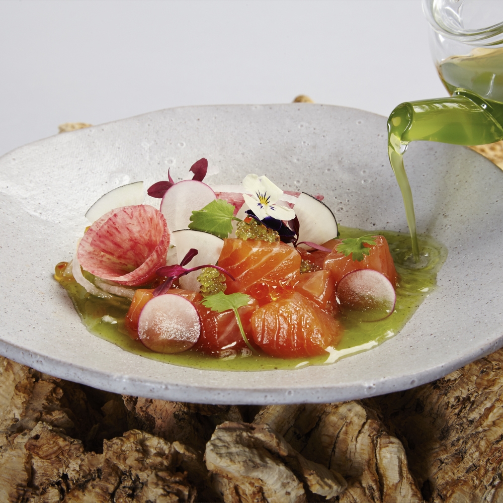 Piers Dawson Private Chef Mallorca: Cured and Raw Sea Trout, Asian Radish Salad (Copy)