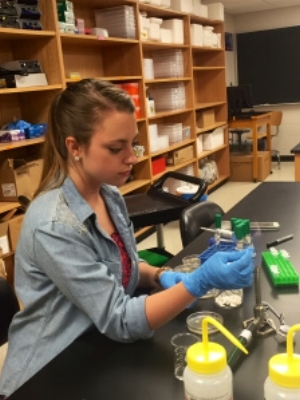 Amanda in the Microbiology Lab
