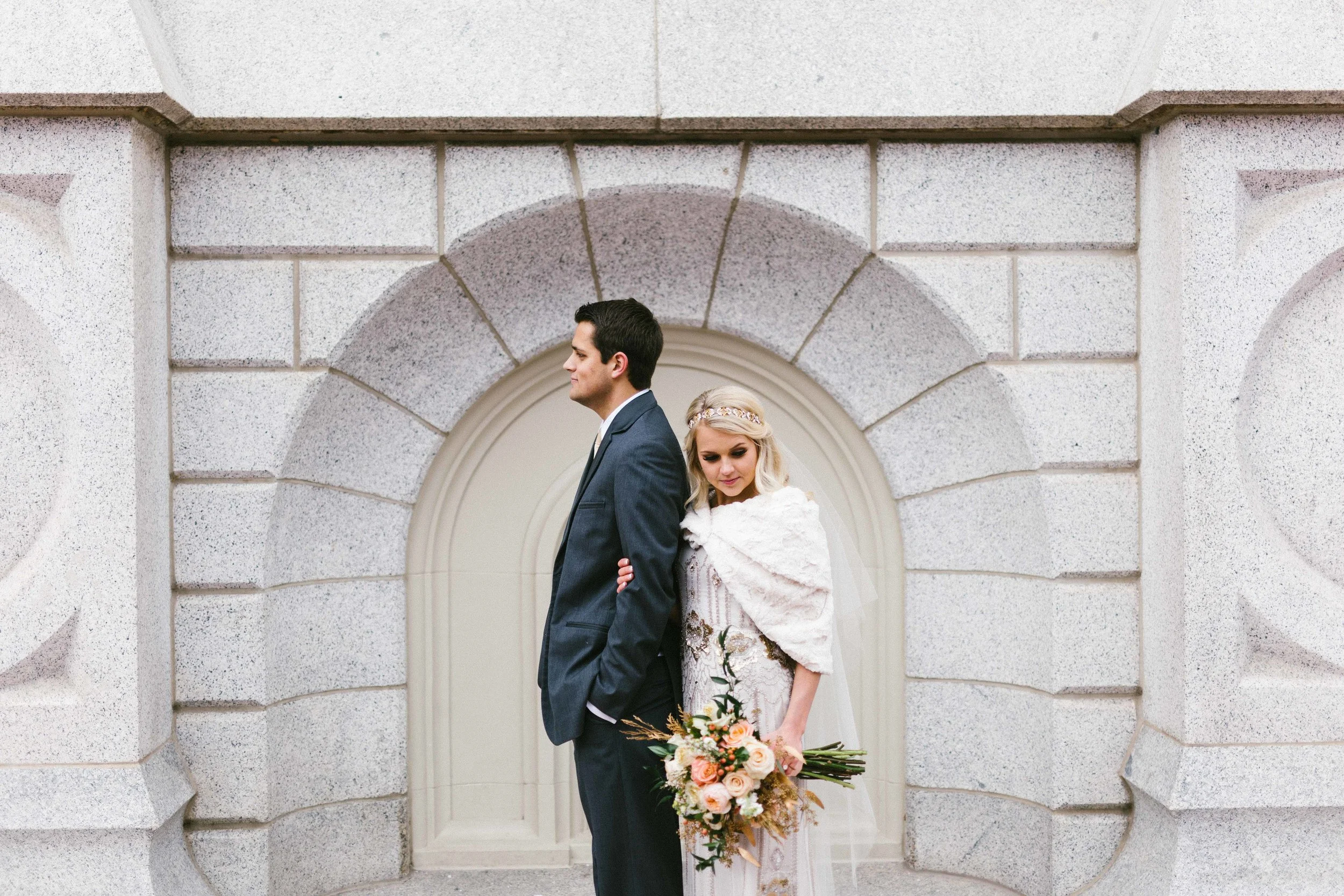 Salt Lake Temple Winter Wedding