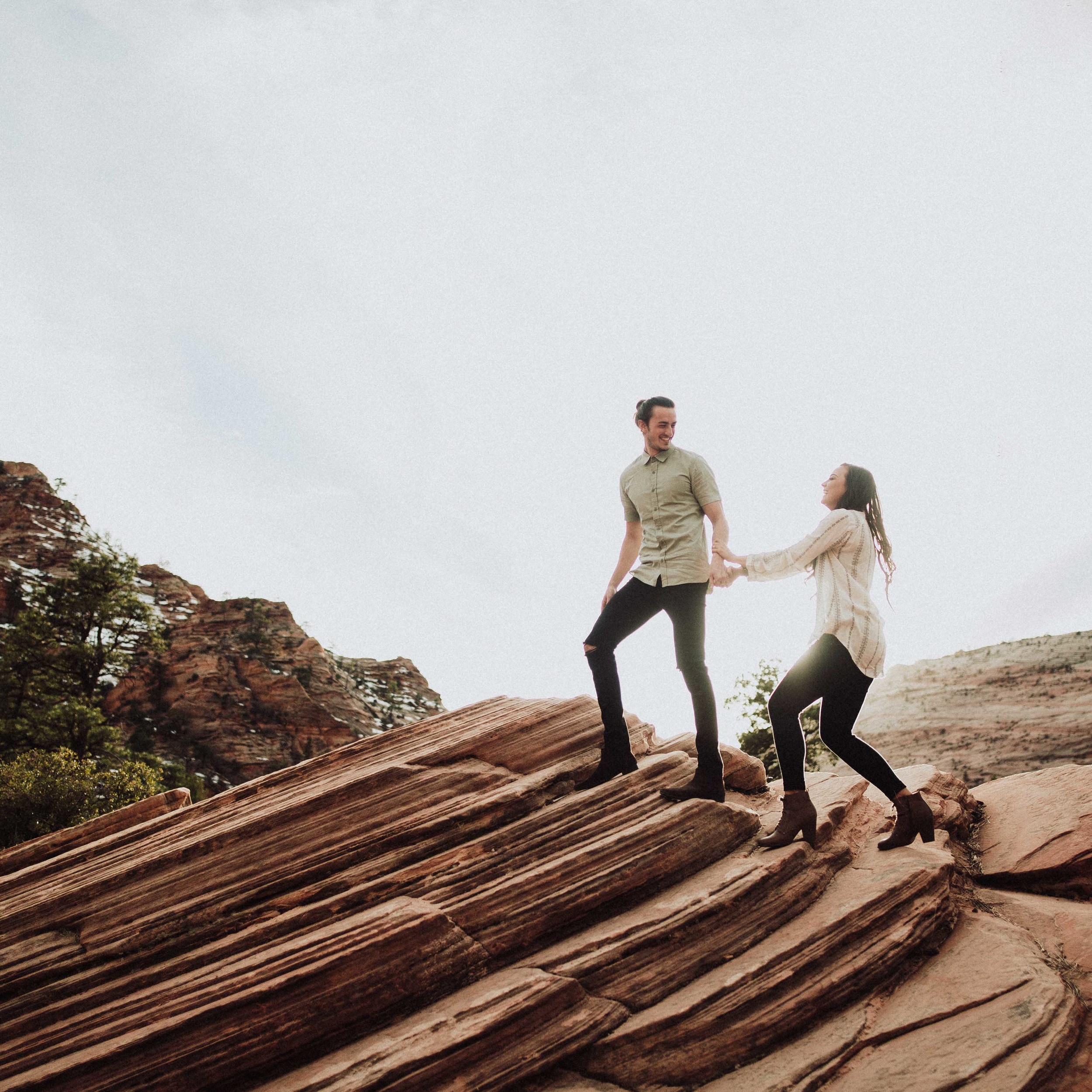 Zion Canyon Engagements || Sarah + Spencer || Utah Wedding Photographer