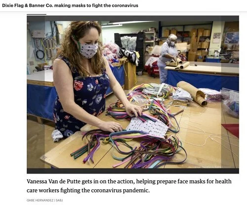Fabric Face Mask Tutorial shared by Vanessa Van de Putte, Dixie Flag and Banner Co.