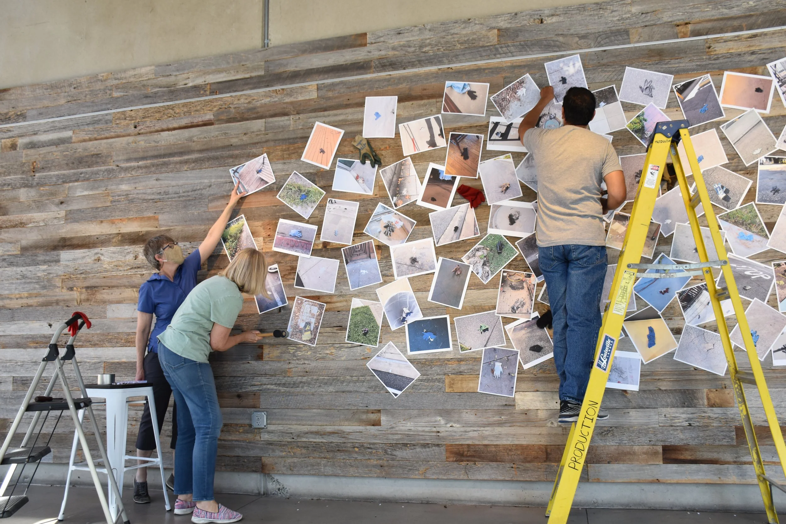 Installing 99 photos on found gloves from 2004-2020