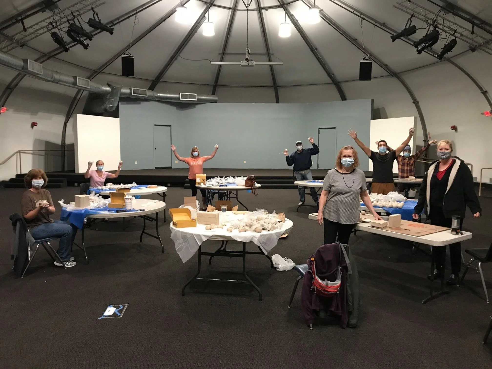 Saddleback Visual Artist group preparing clay for all to use during their faith walk