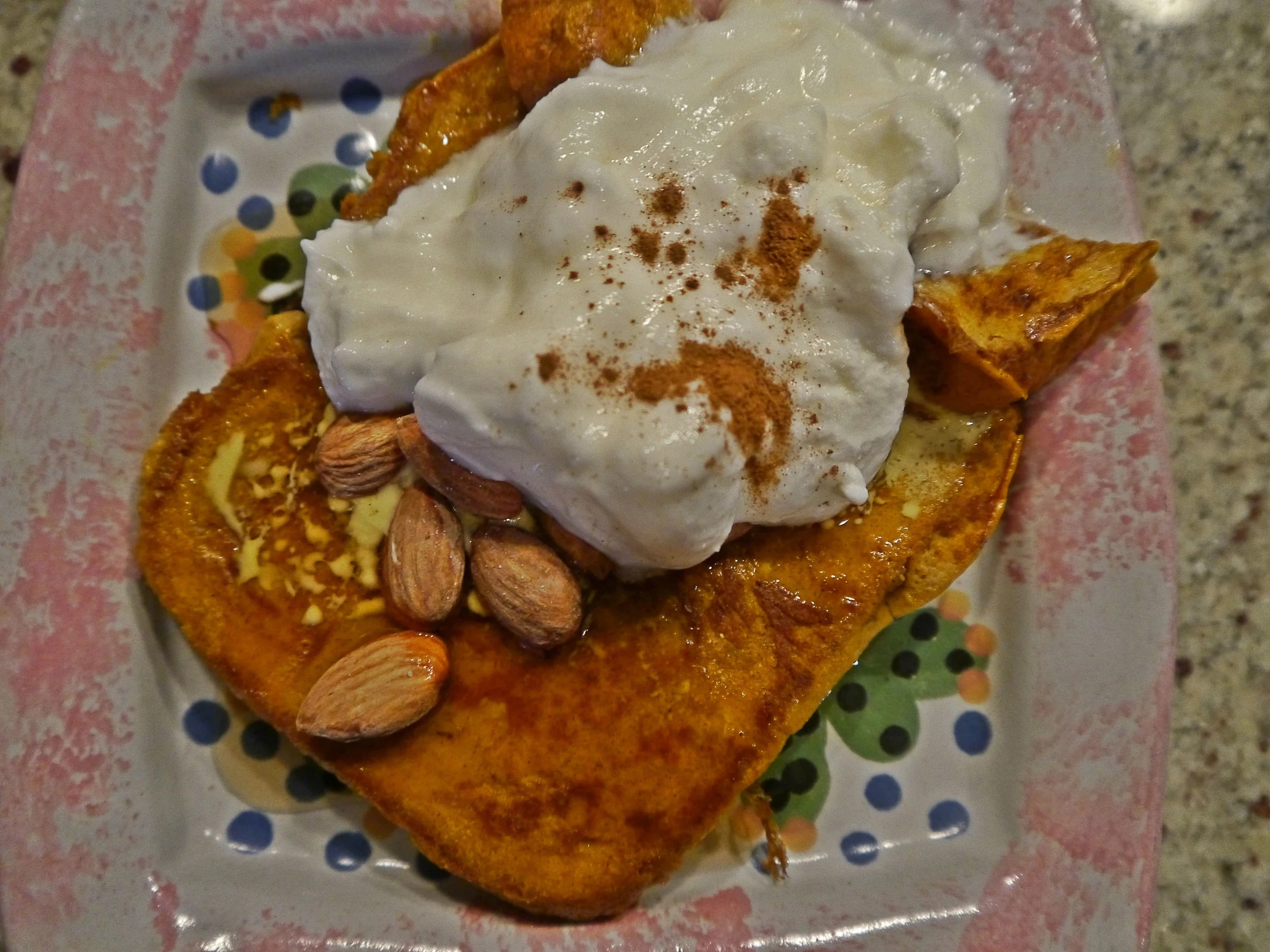 Yogurt, almonds and cinnamon for me. 