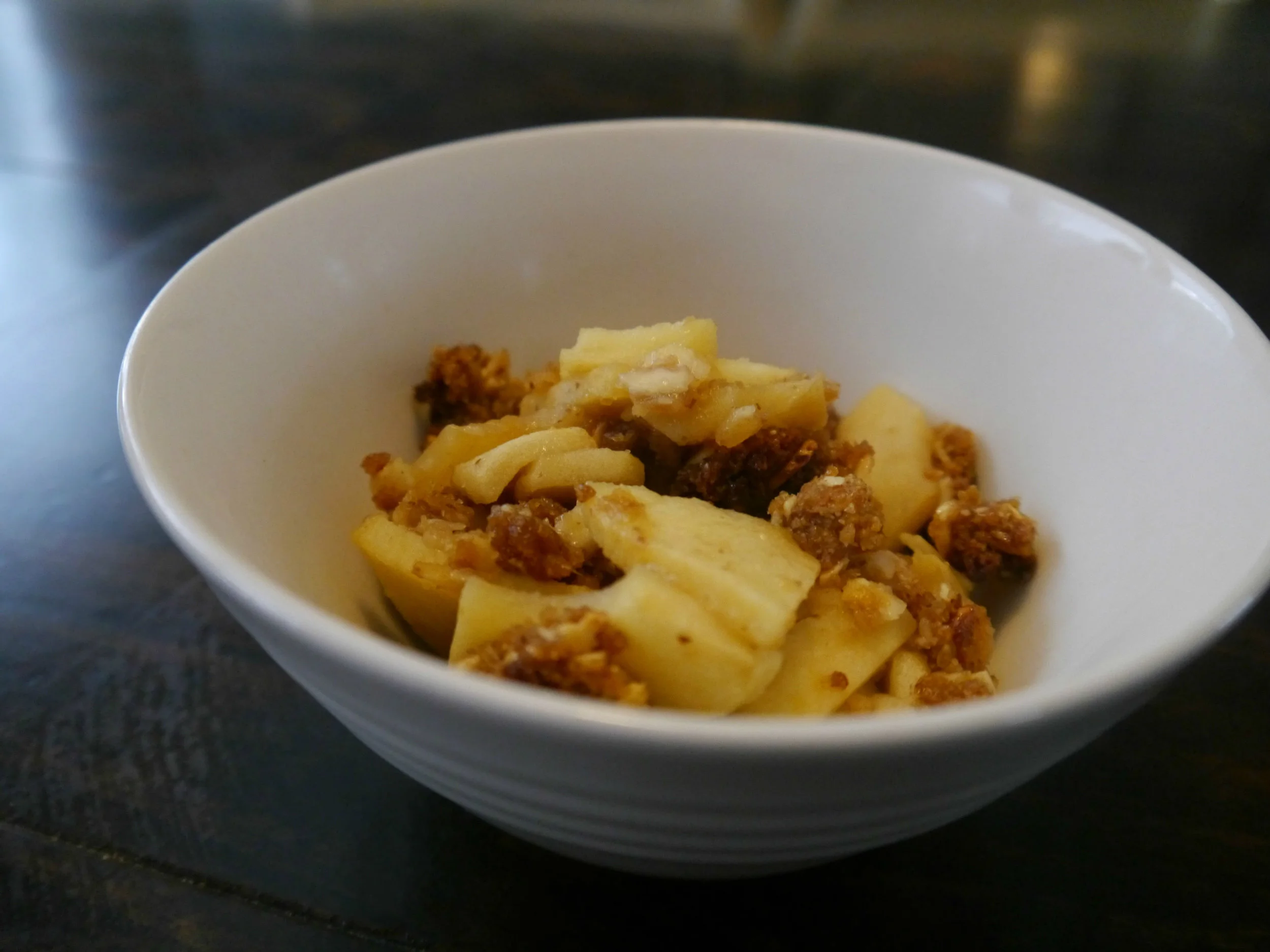 I ate this as an afternoon snack - plain with some coffee. The next evening we had it after dinner with custard and tea. 