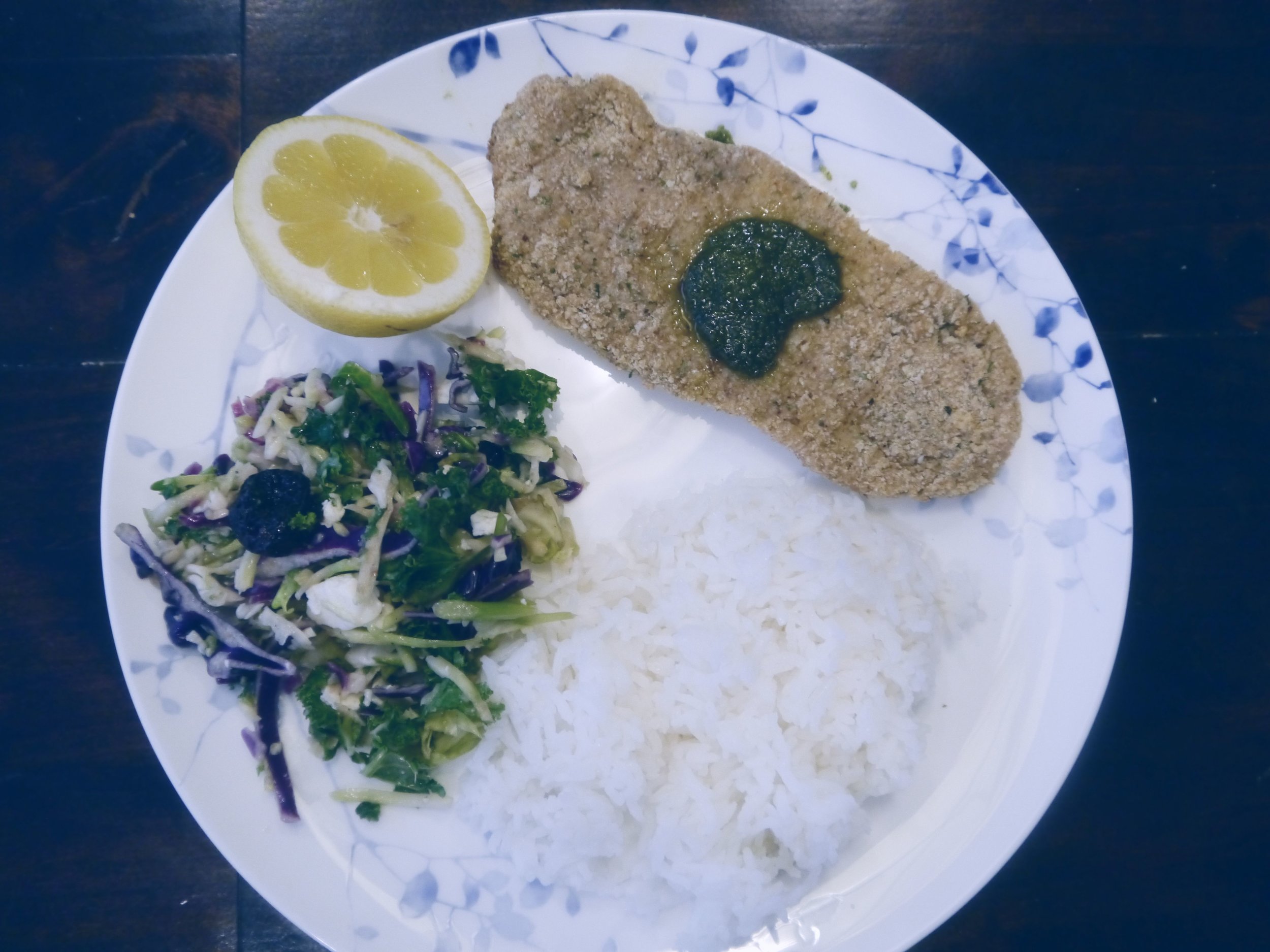 Add salad, rice and lemon. That's it. Perfect.