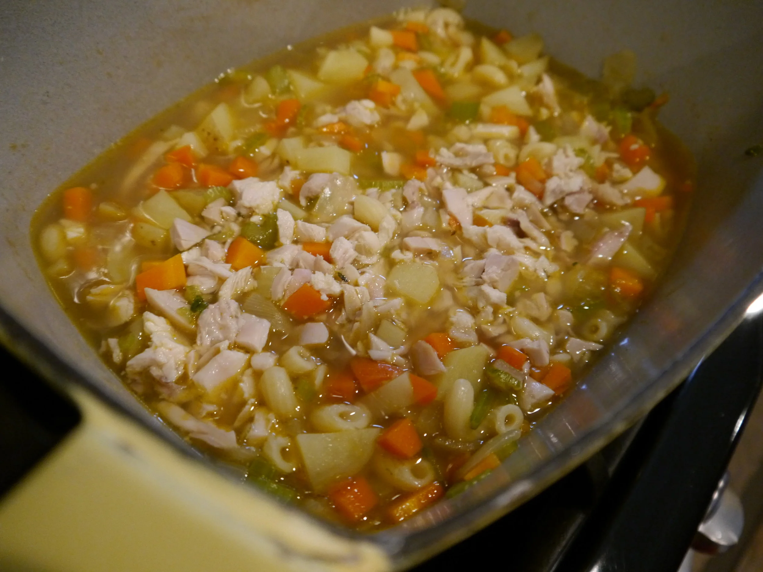 We must have all been hungry because I didn't take a single "cooked chicken" photo. I resumed photographing the next day while making baby food for Eve. 