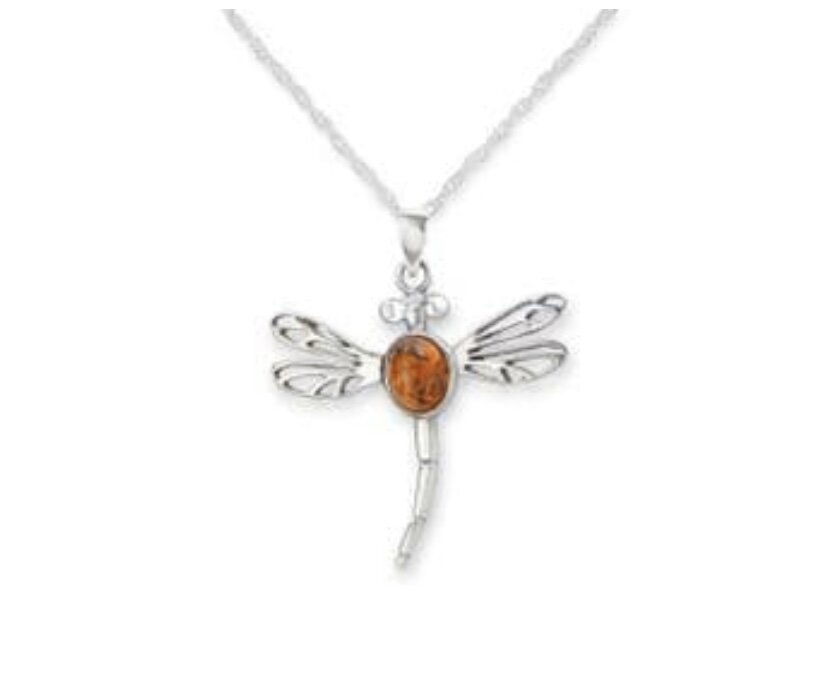 Dragonfly In Amber Celtic Knot Filigree Necklace Outlander Dragonfly Necklace 