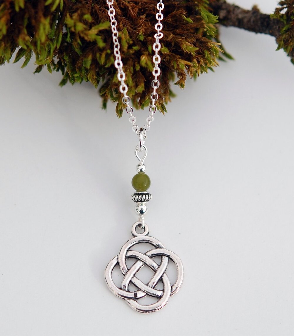 Celtic Design with Crystal and Connemara Marble Bead Necklace