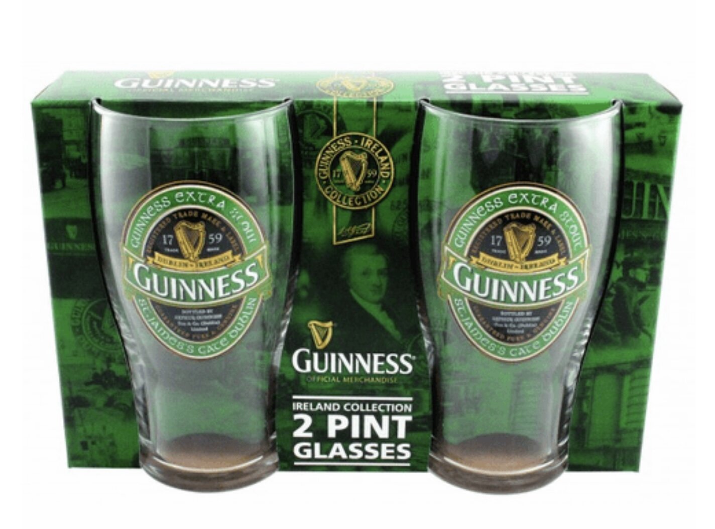 Guinness Green Ireland Set of 4 Pint Glasses