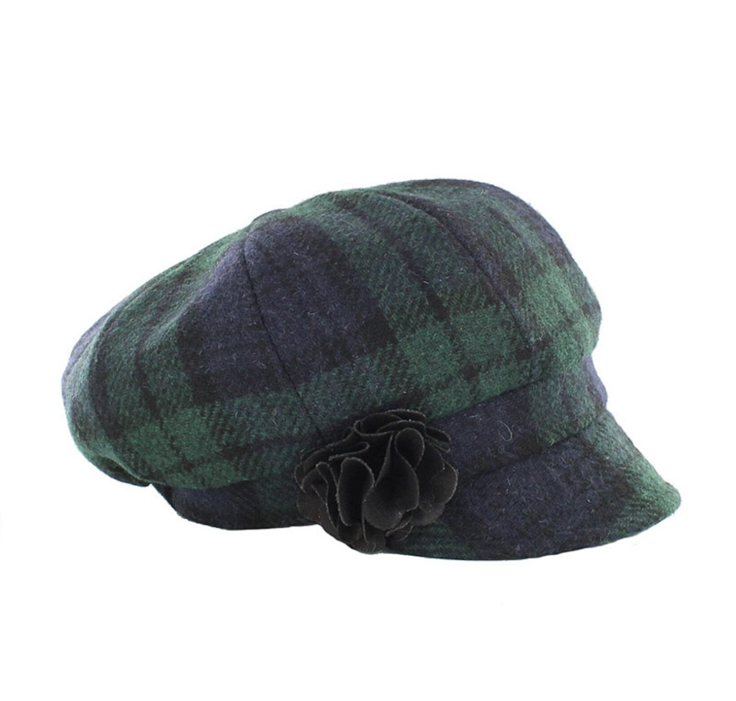 Newsboy Cabby Wool Hat Women\'s One Size Green Plaid Made in Ireland 8 Panel Cap Countryside Plaid Irish Newsboy Wool Cap | Eight Panel  main image 2