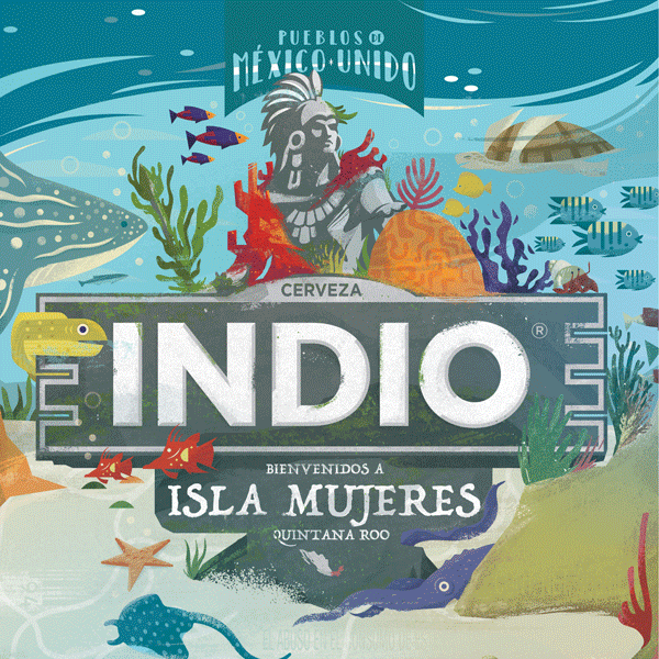 Colección de etiquetas conmemorativas ilustradas para Cerveza Indio