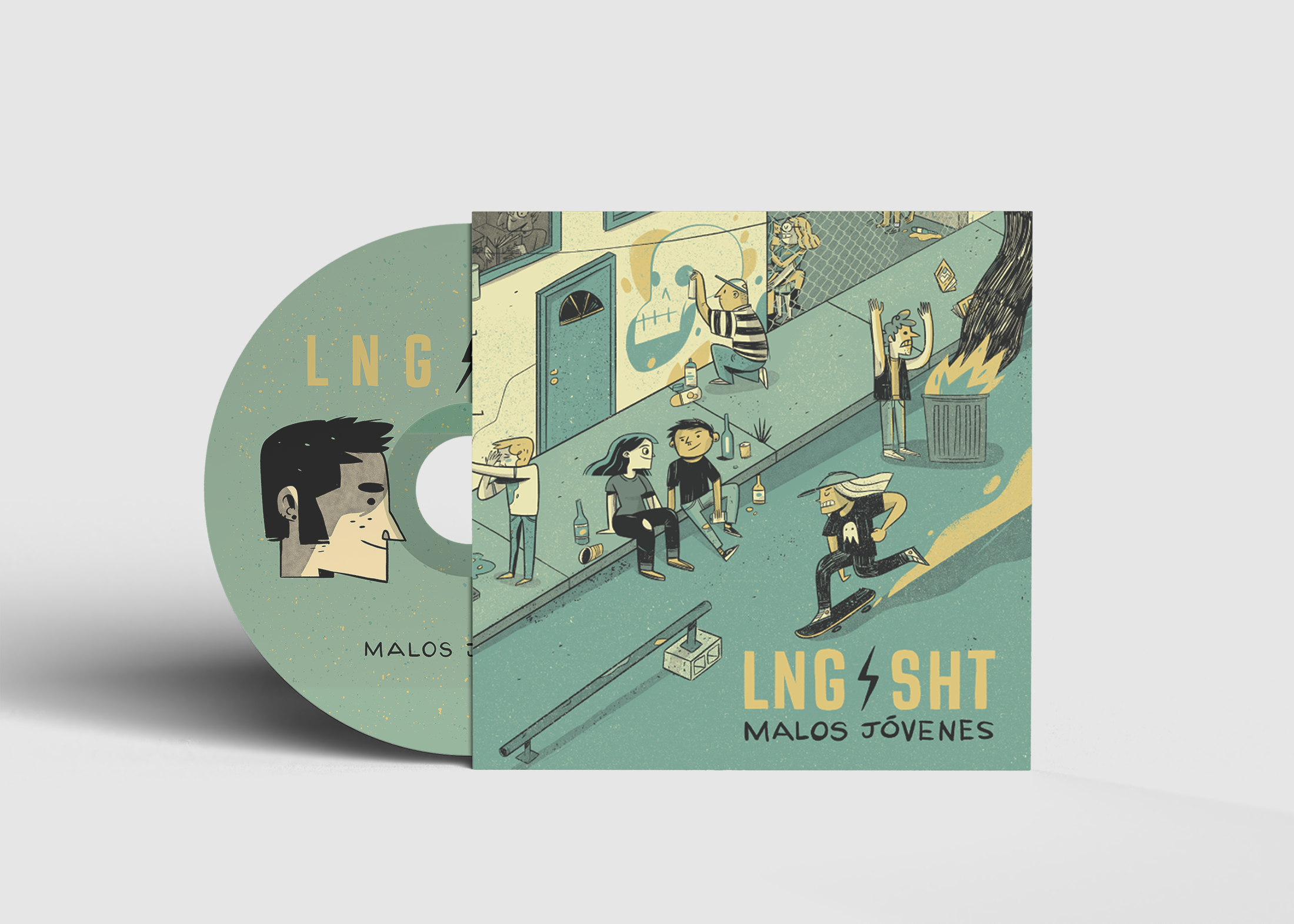 CD y branding completo para Malos Jóvenes de Lng-sht por El Dee / David Espinosa