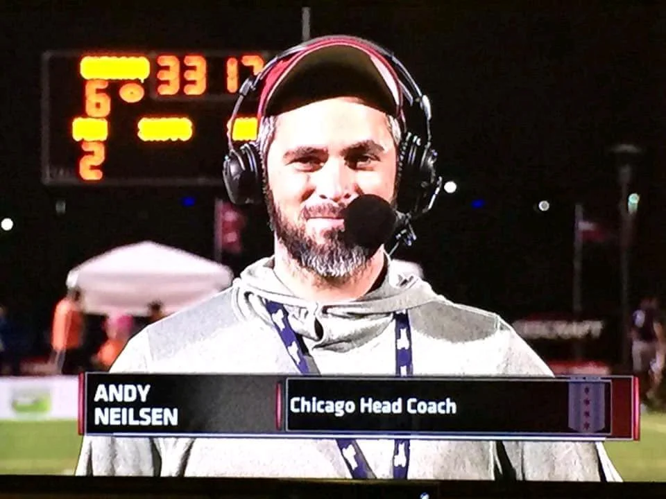 Coach Andy Neilsen doing his best Bill Belichick impersonation. 