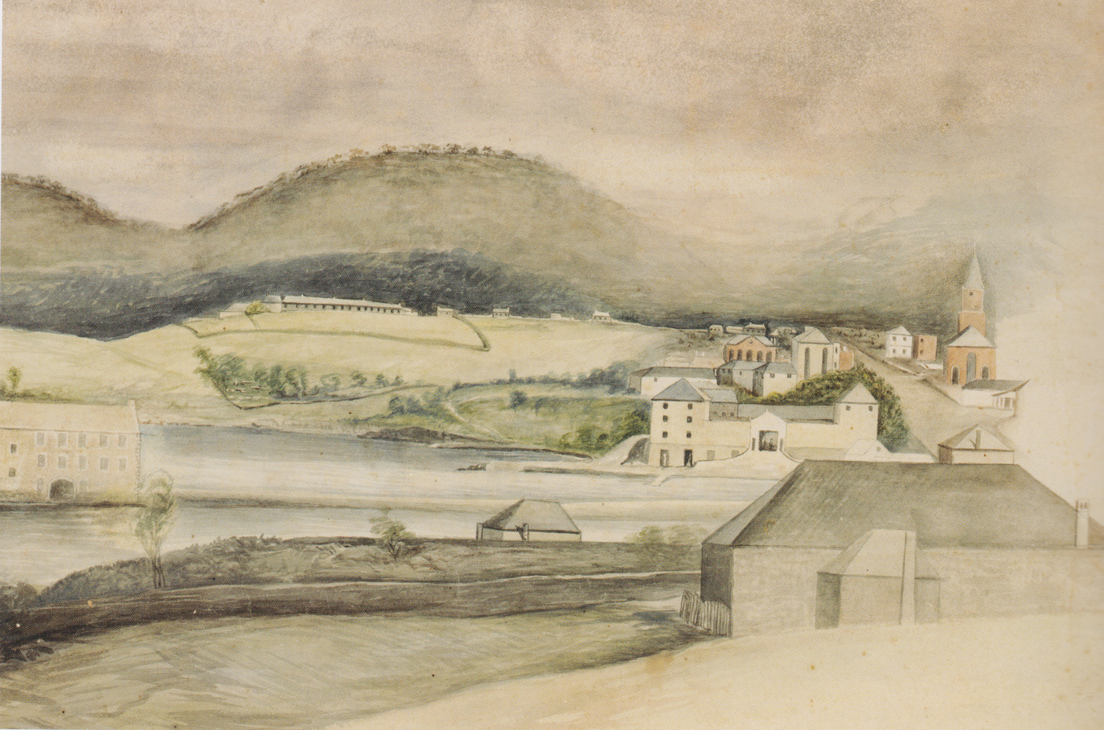 Hobart Town from the Domain 1828 – Augustus Earle