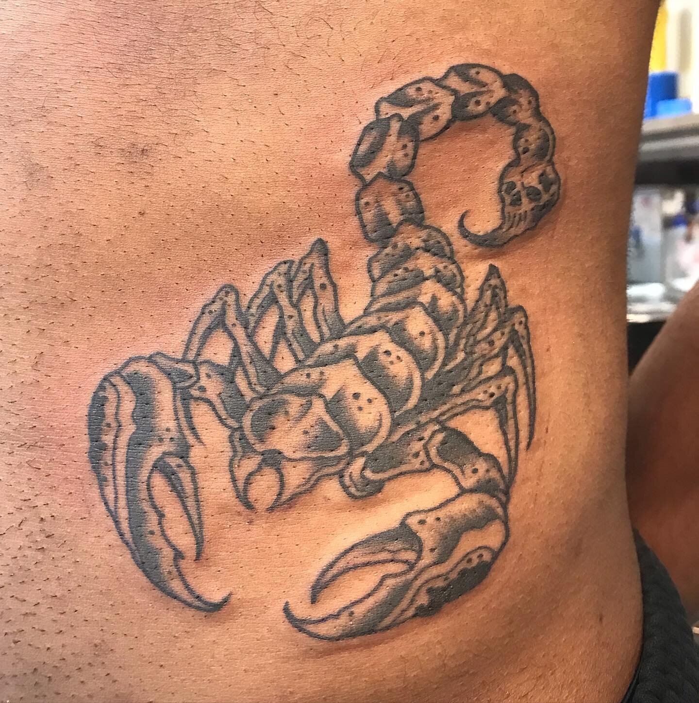 Super fun scorpion for my dude @noahfenceb thanks as always bro ! 

.
.
.
.
.
#tattoo #tattoos #stl #downtowntattoo #washingtonave #downtownstl #traditionaltattoo #americantraditional #scripttattoo #script #japanese #japanesetattoo #blackandgrey #bla