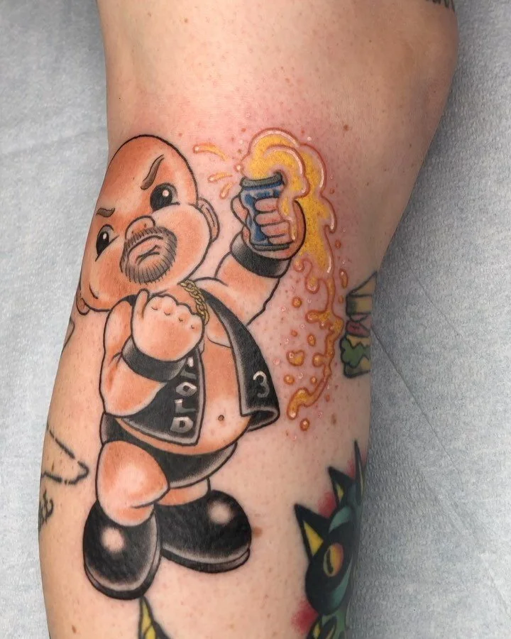Super fun Stone Cold Steve Austin kewpie I got to do. #wrestlingtattoos #kewpietattoos #neotraditionaltattoo #tattoo #tattoos #stonecoldsteveaustin #canigetahellyeah #thatsthebottomline