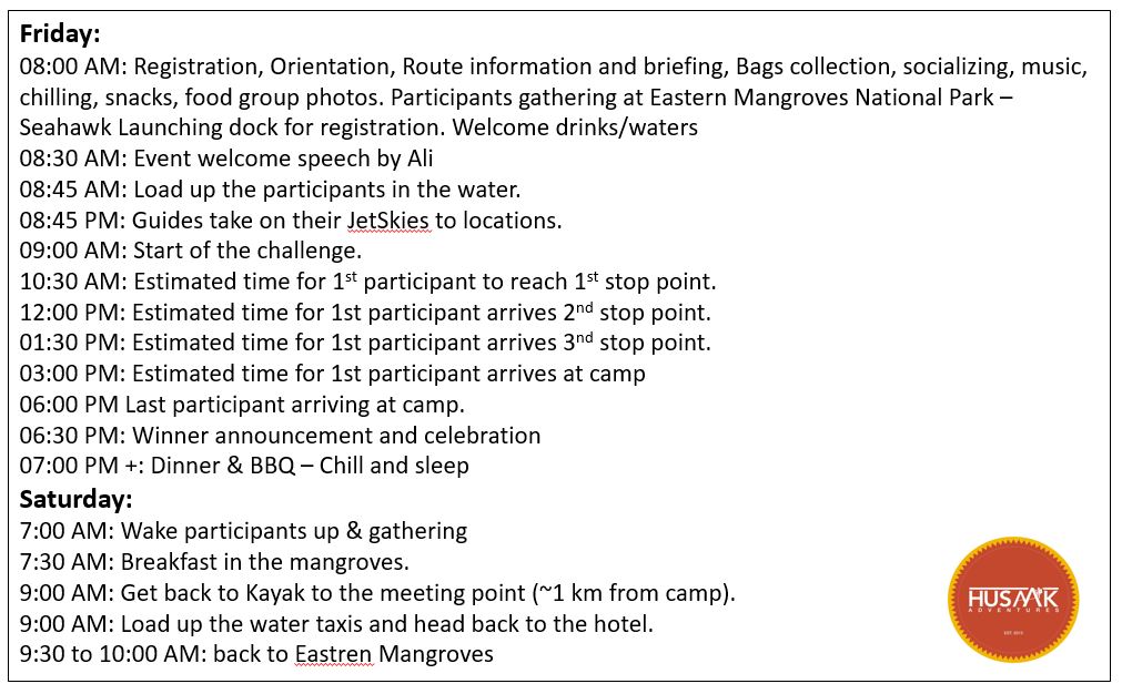 Table: The Dancing Flamingo trip schedule 