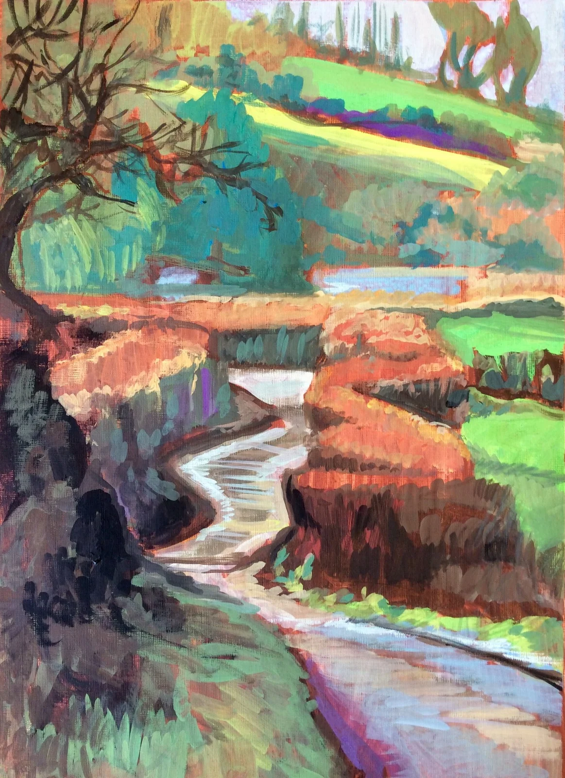 A winding road near Ilminster in winter.