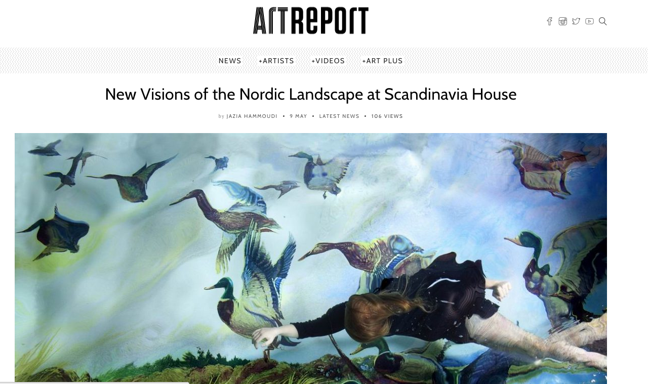 " Ole Brodersen images from his series Trespassing use man-made objects to interfere in photographs of the Norwegian landscape. Using a large format camera to take long exposure pictures, Brodersen relinquishes control over the final image, as this set-up makes it impossible to see the entire frame at the moment of exposure. Found materials, in this case string, cloth, and a kite, serve as symbols of the human presence, and create areas of blurred color and light in otherwise sublime natural settings. In String, Cloth, and Kite 05 , one of the exhibition’s title images, a green cloud spreads across the sky over a snowy beach. The cloud suggests a paradoxical dual presence: human in the injection of humble objects into the natural landscape, yet superhuman in its visuality, the cloud appearing like a djin rising from the sea." From artreport.com