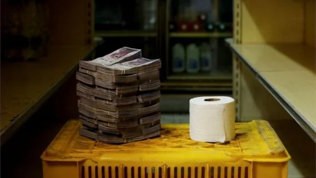 The amount of local currency required to buy one roll of toilet paper. Source: Reuters