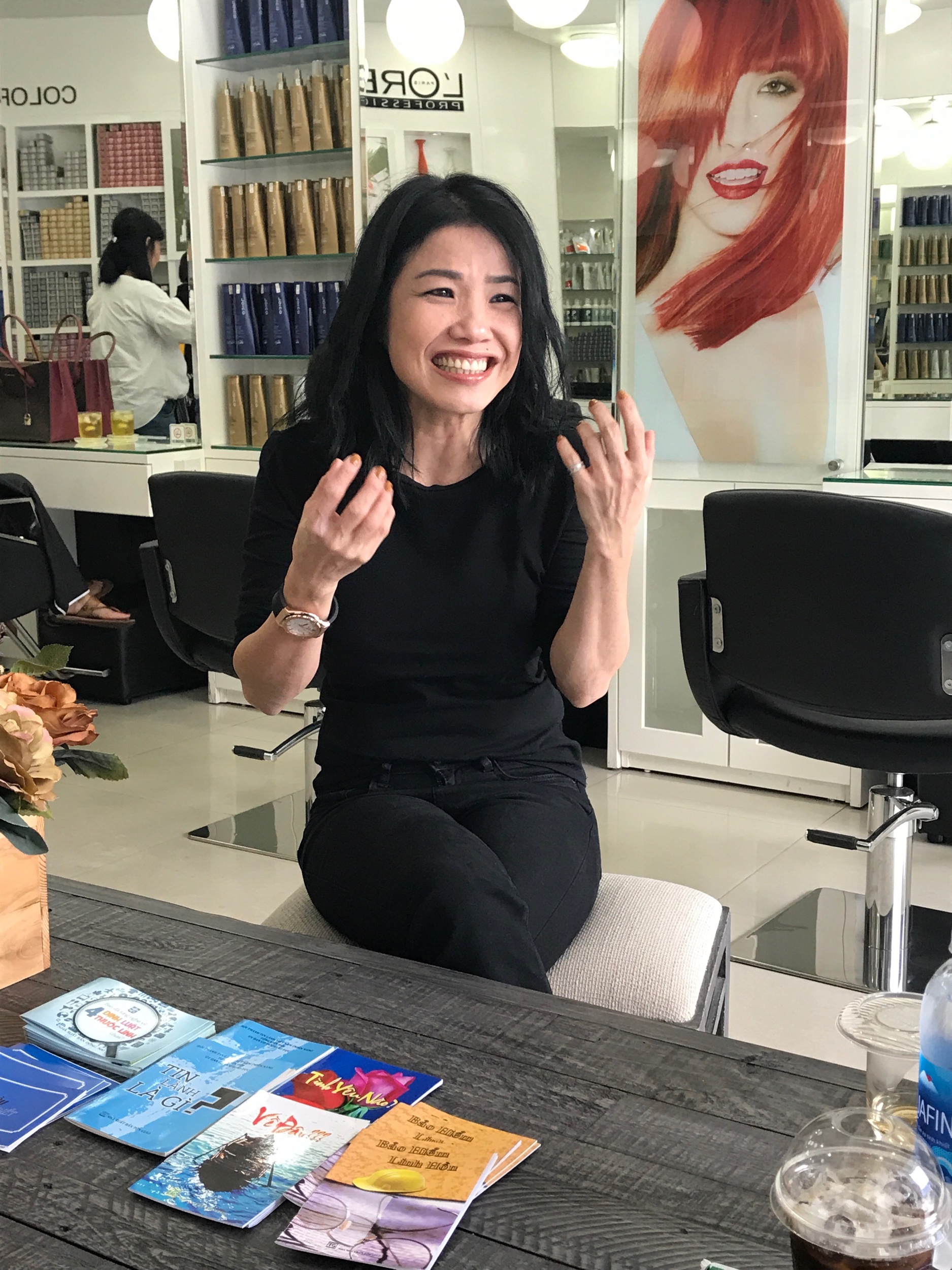 This hairstylist in Saigon has evangelism tracks in her studio and is passionate about sharing God‘s love with her clients.
