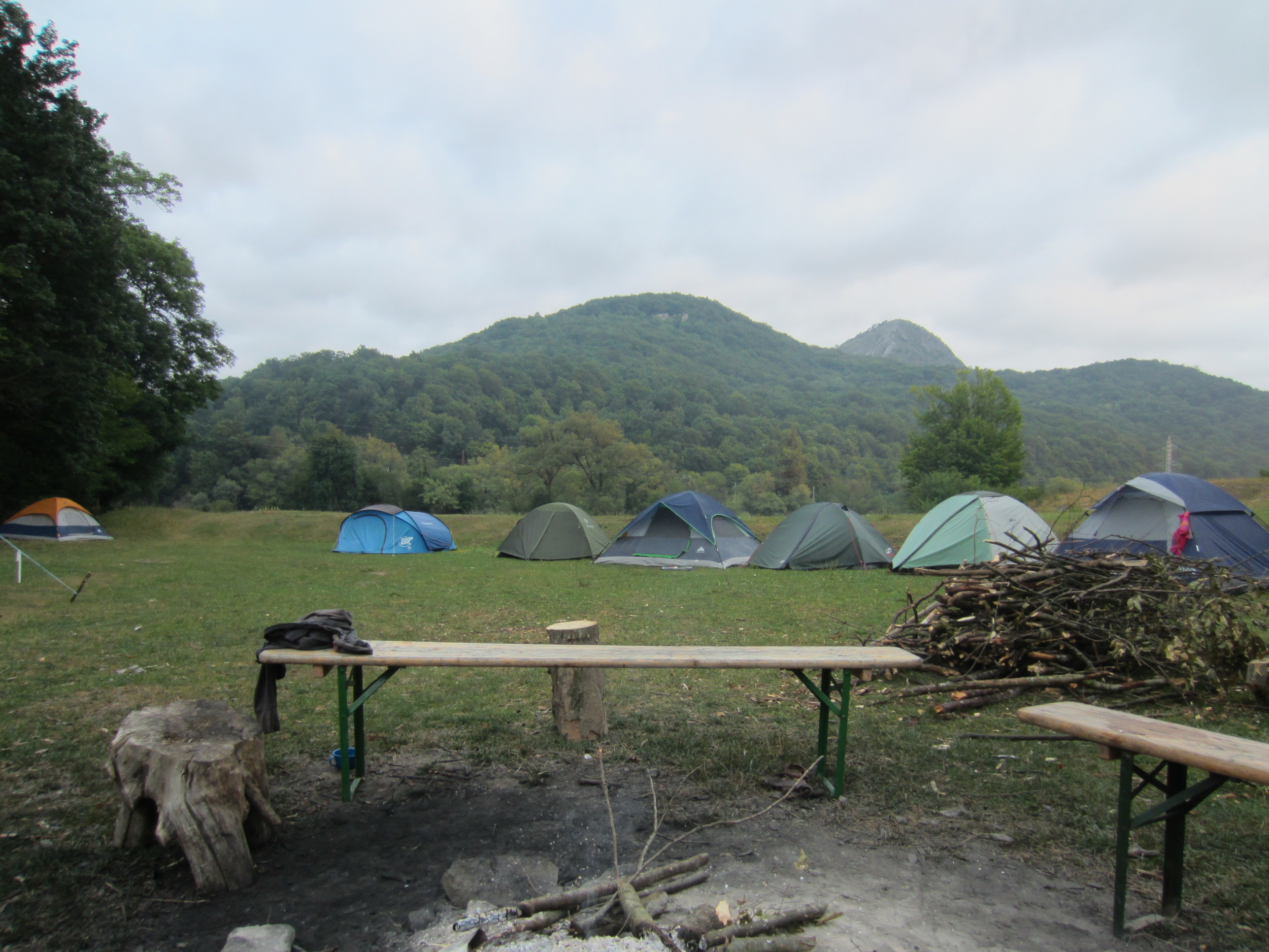 Our camp in the valley below the Dacian acropolis.