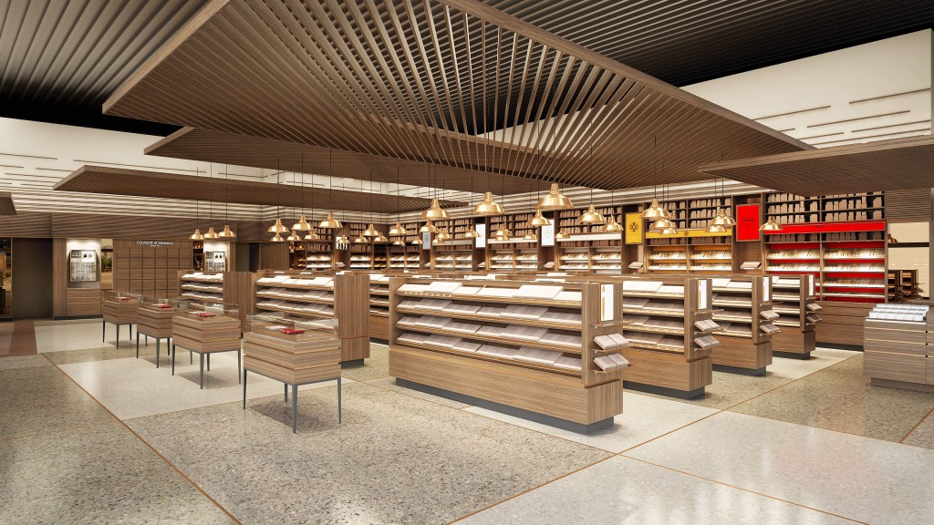 This rendering shows one view of the retail area of Davidoff’s future Tampa store.