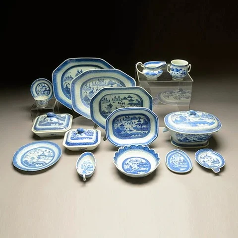 Part of Newburyport Captain Jacob Stone's 54-piece collection of Canton china
