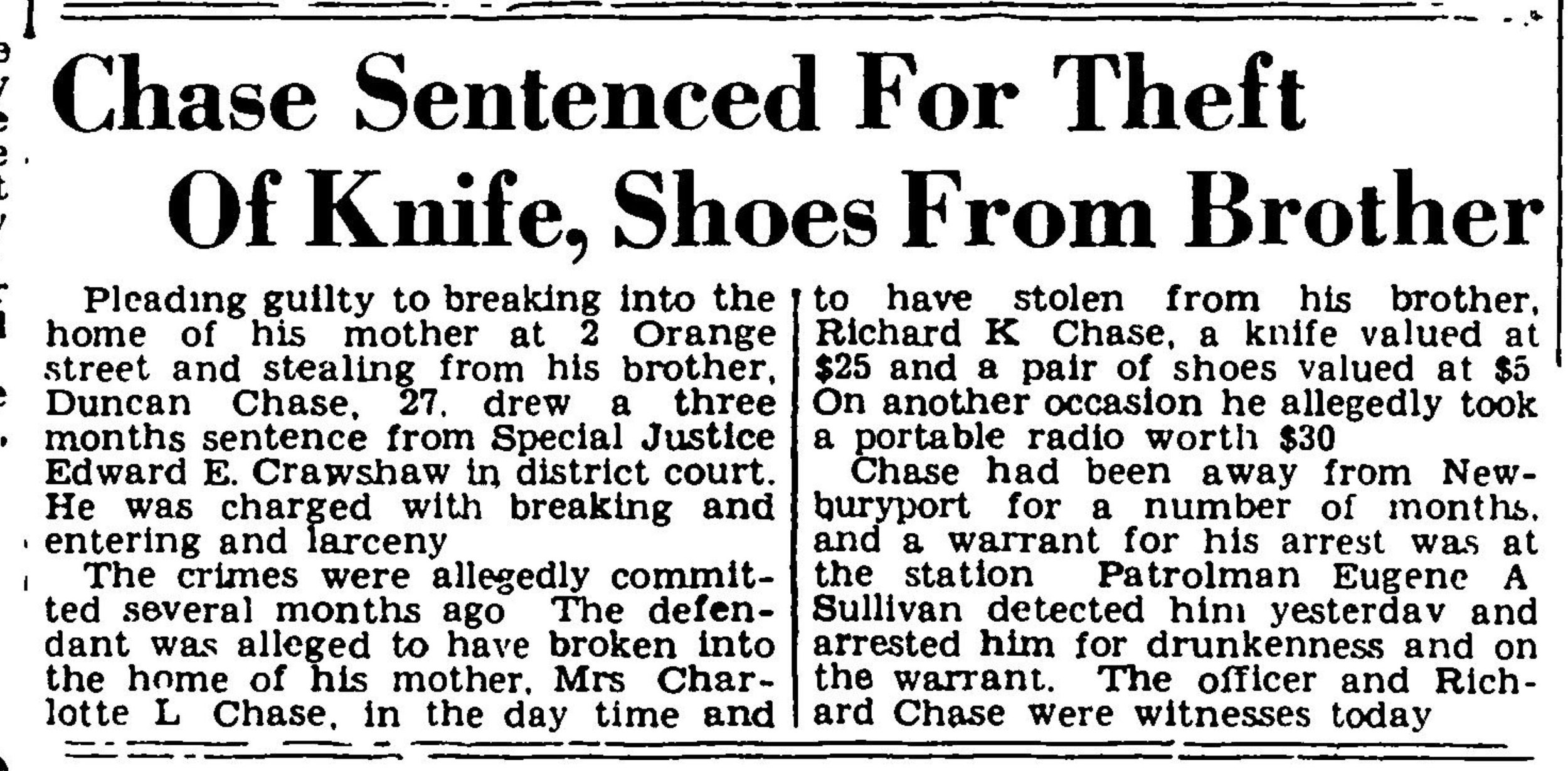 DC Steals from Brother Page 1 of Newburyport Daily News and Newburyport Herald,published in Newburyport, Massachusetts on Saturday, October 26th, 1946.jpeg
