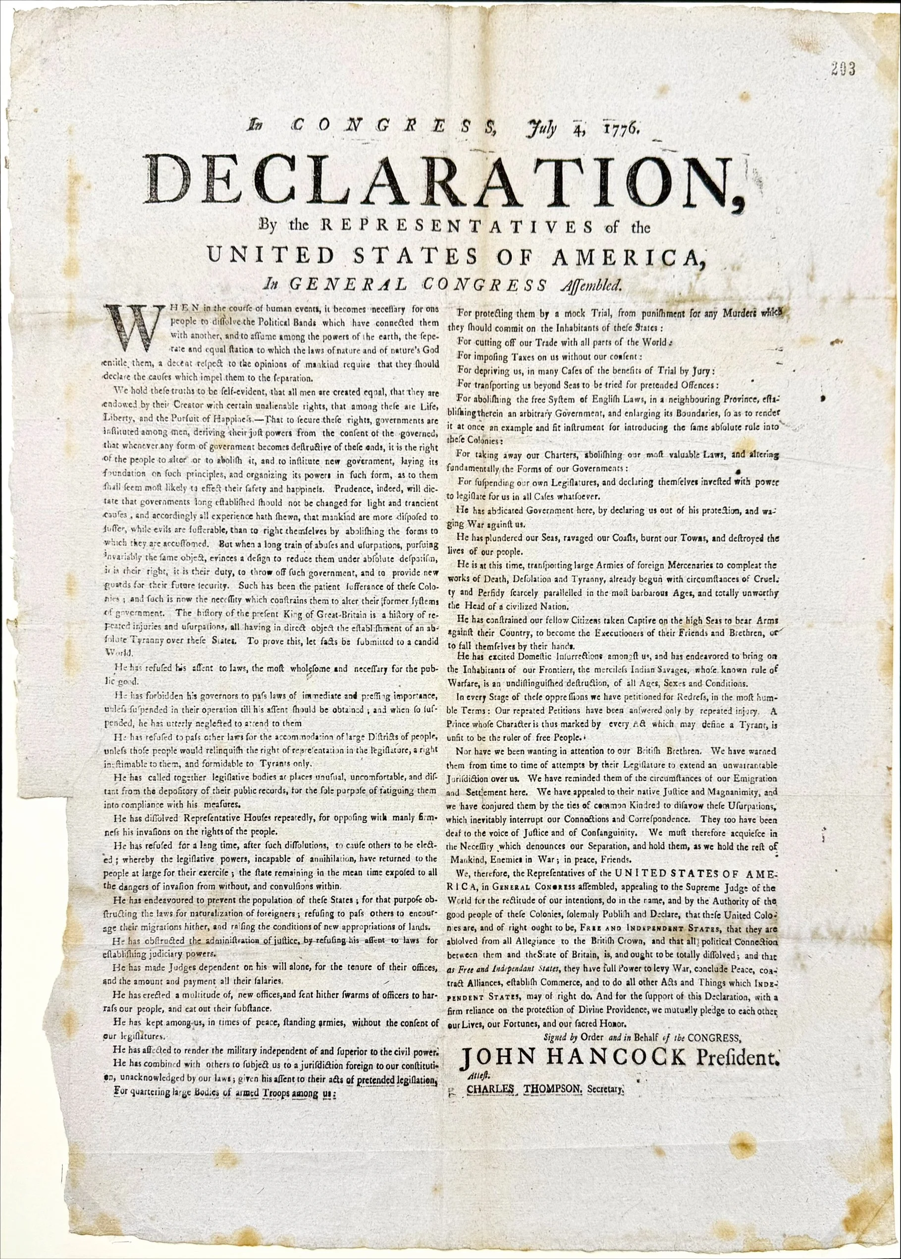 Rare Declaration of Independence From Newburyport Found in London