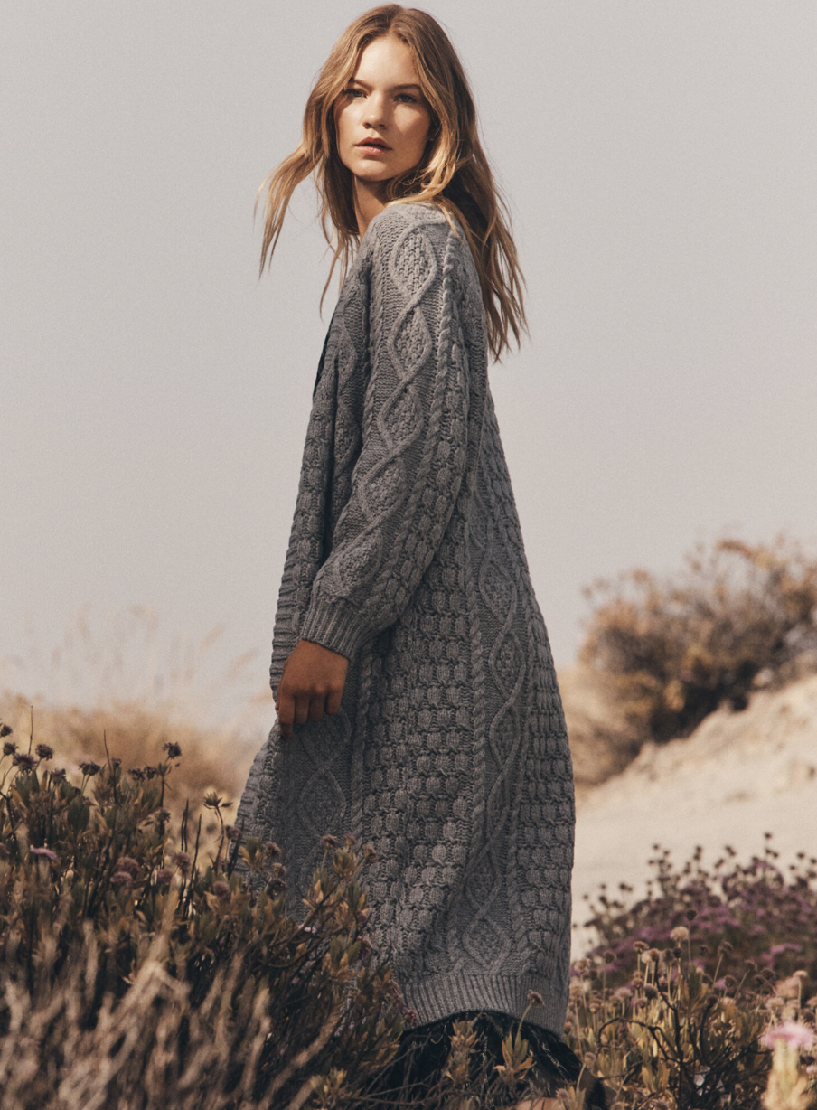 Grey Chunky Knit Midi Cardigan Fill Me In Chunky Knit Cardigan Heather Grey Fashion  Nova