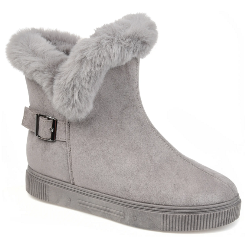 black boots with grey fur