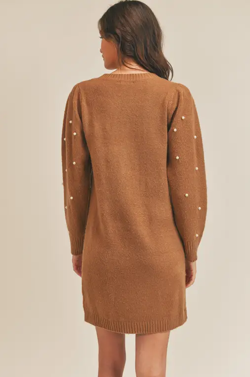 sweater dress with pearls