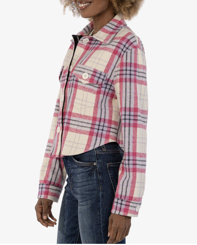 Flannel Crop Shirt-Jacket in Plaid