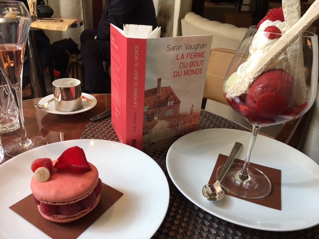 Celebratory Pierre Hermé macarons, forest fruits and basil ice-cream, and rosé champagne, consumed because they correspond with this edition's raspberry pink spine.