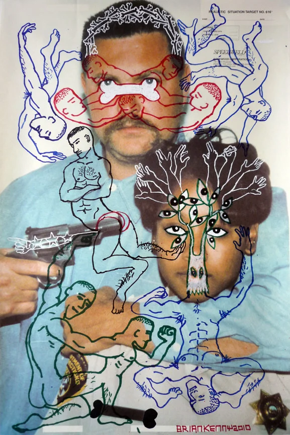 Bone Picking (2010) mixed media on vintage American shooting target paper 22.5” x 34” ( private collection )