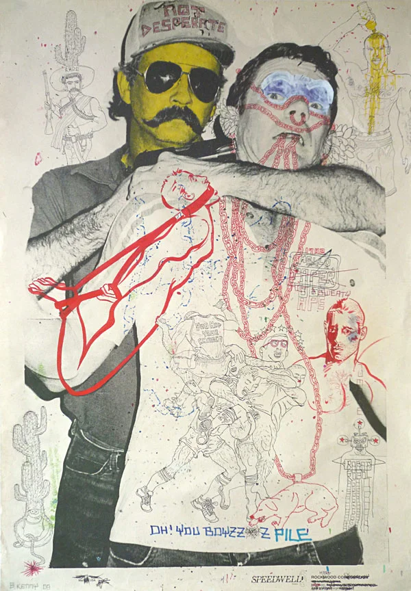Not Desperate Boyz (2010) Brian Kenny with Robert W. Richards ink on vintage American shooting target paper 20” x 29” ( private collection )